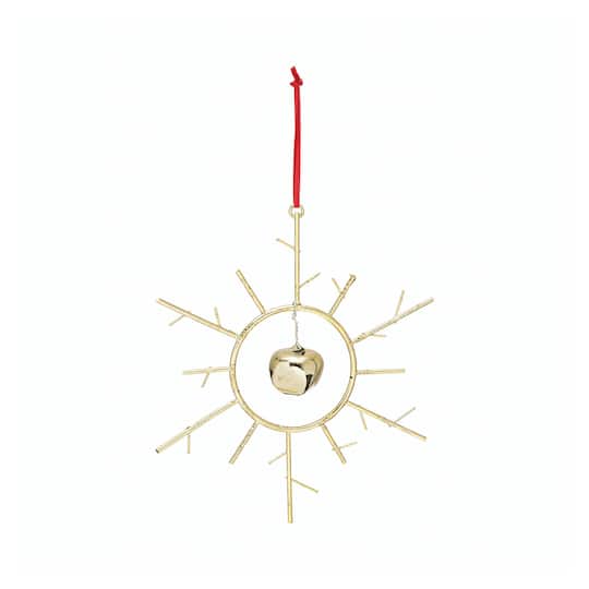 Hello Honey® 7" Silver Metal Snowflake Ornament with Bell & Glitter